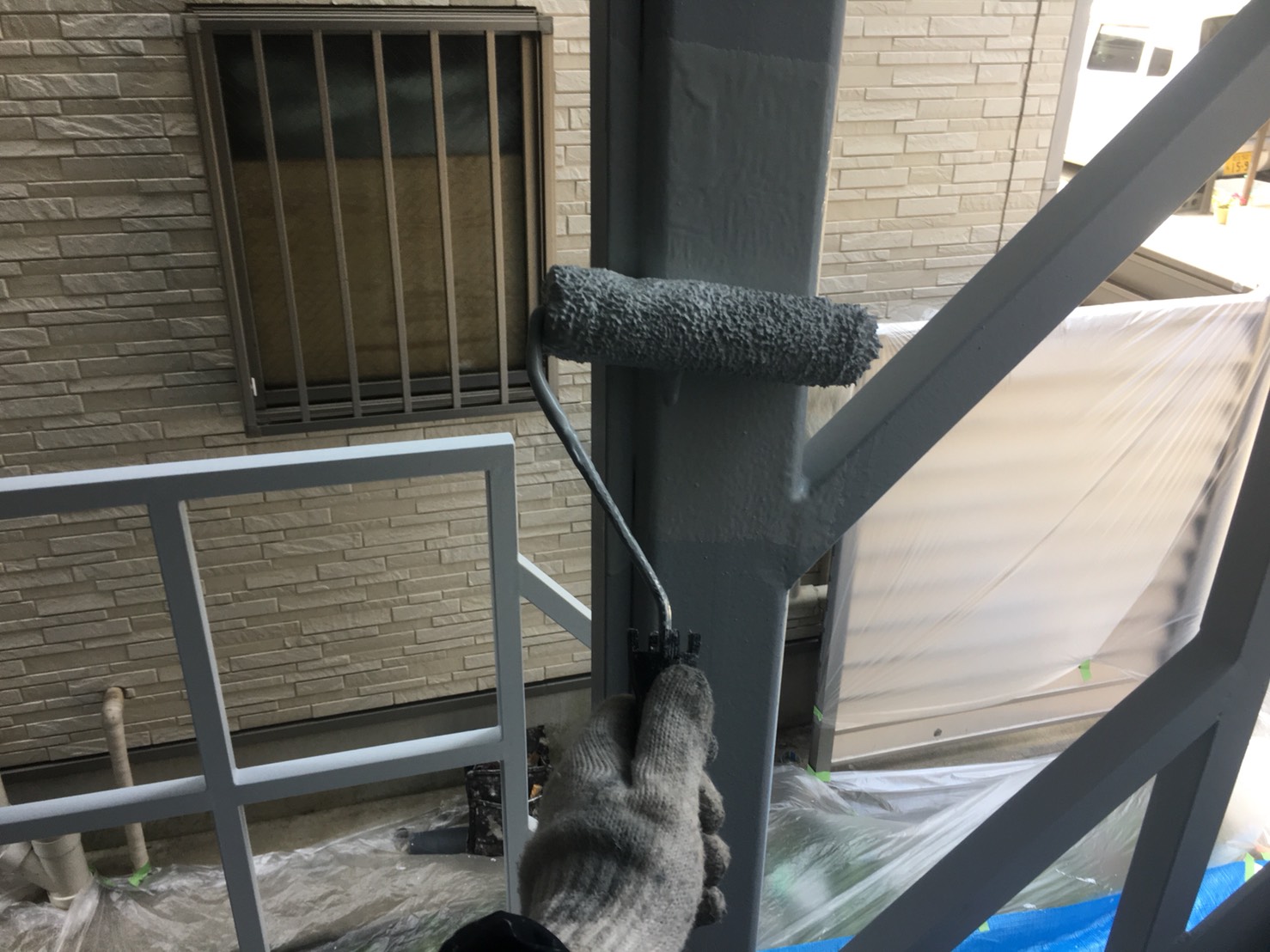 東京都江戸川区　アパート鉄骨階段塗装工事